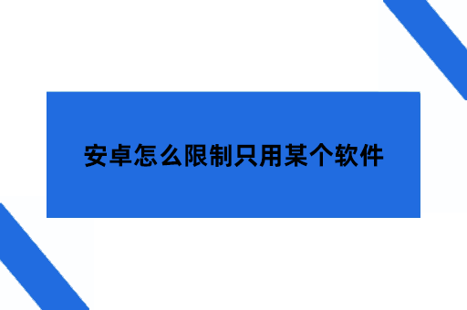 安卓怎么限制只用某个软件