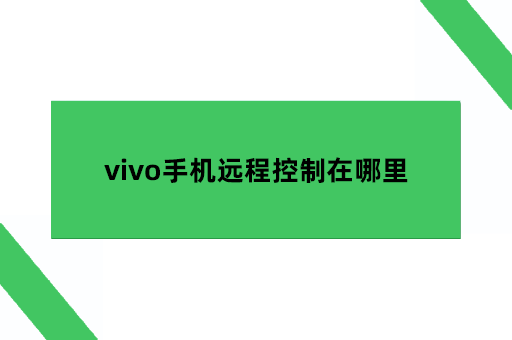 vivo手机远程控制在哪里